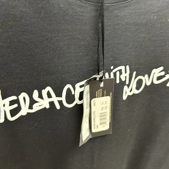 Versace solid black gorgeous T.shirt with white print